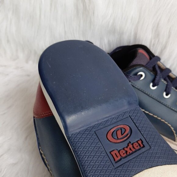 Dexter Bowling Shoes Vintage George Men USA 7.5 M Leather Blue Red Navy B2415-18 main image 9